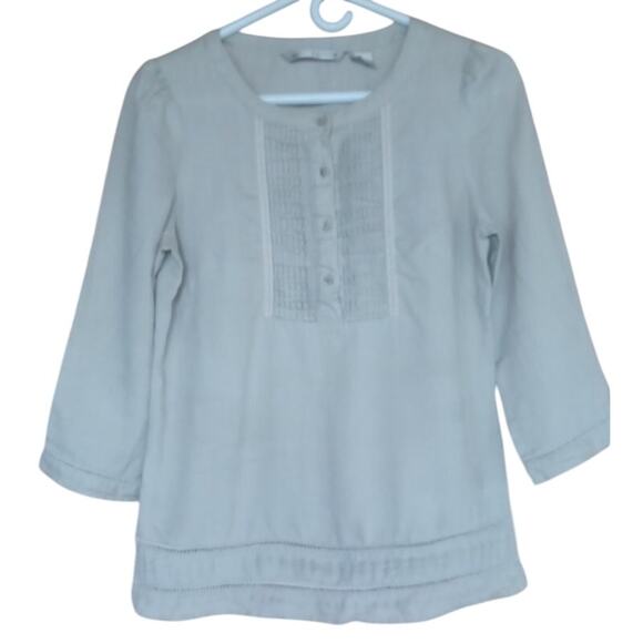 Peter Martin 100% Linen Blouse Lattice Lace and Pintucking on Front Womens Small - Picture 1 of 6